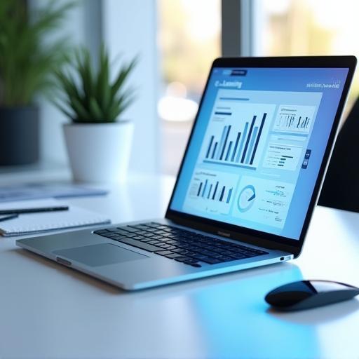 Ordinateur affichant une plateforme e-learning